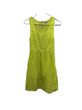 American Eagle Women’s Mini Eyelet Sundress Neon Green Y2K Sleeveless Size 4 EUC